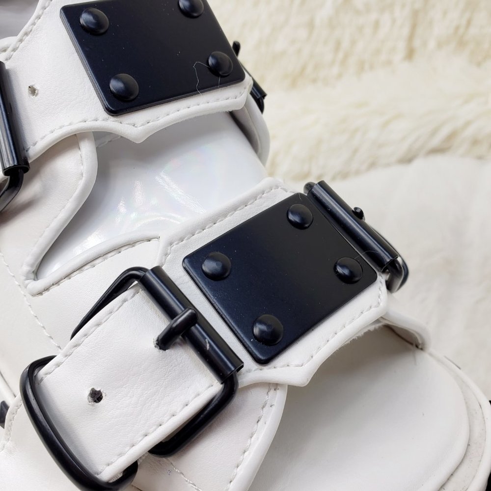 White Ashes Goth Punk Platform Sandal Shoes - Picture 14 of 14